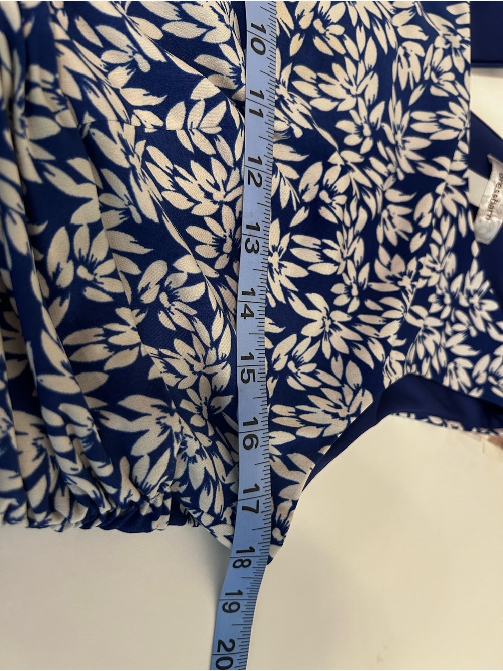 Dressbarn Sleeveless Navy Blue & White Leaf Print Dress Size 12 - Picture 10 of 11